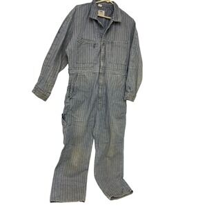 Lee 50s Union-Alls Coverall Jumpsuit Herringbone Denim Medium Roached Distressed